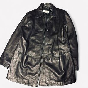 LAURA LEIGH LTD Black Leather Coat - Size Medium